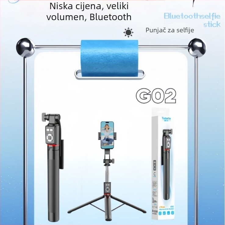 G02 produljena Bluetooth selfie palica s stativom — Marka: Tubaile; Materijal: legura; Daljinski upravljač: da; Bluetooth: da; Primjenjivi scenariji: univerzalno, stolno, vanjsko, selfie, live stream