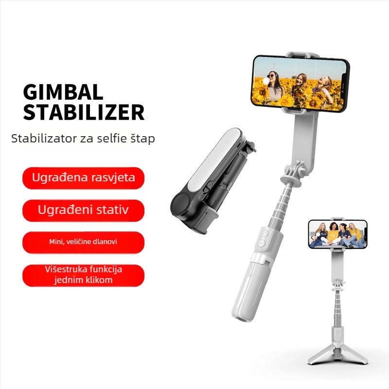 L09 ručni stabilizator s Bluetoothom i selfie štapom, rasvjeta za ljepotu, stabilizacija protiv podrhtavanja, VLOG, mini gimbal s jednom osi