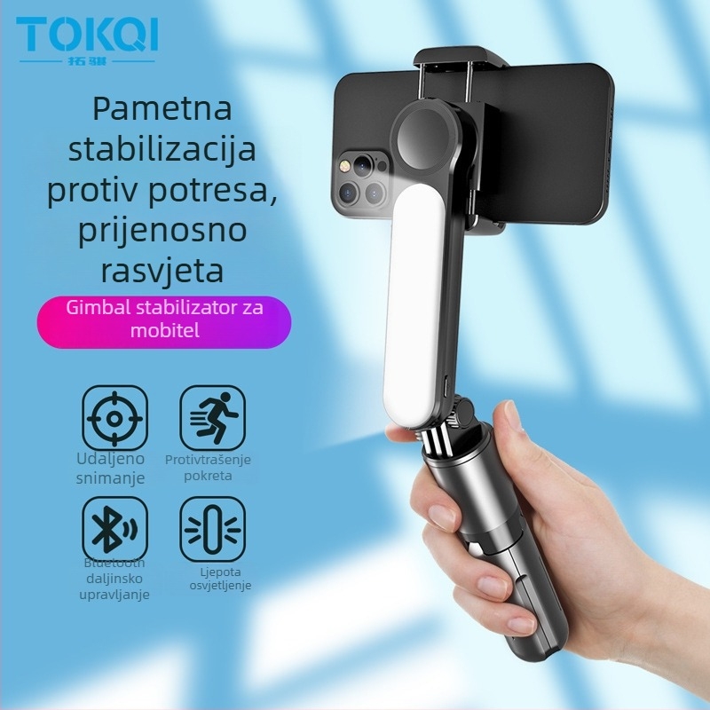 L09 ručni stabilizator s Bluetoothom i selfie štapom, rasvjeta za ljepotu, stabilizacija protiv podrhtavanja, VLOG, mini gimbal s jednom osi