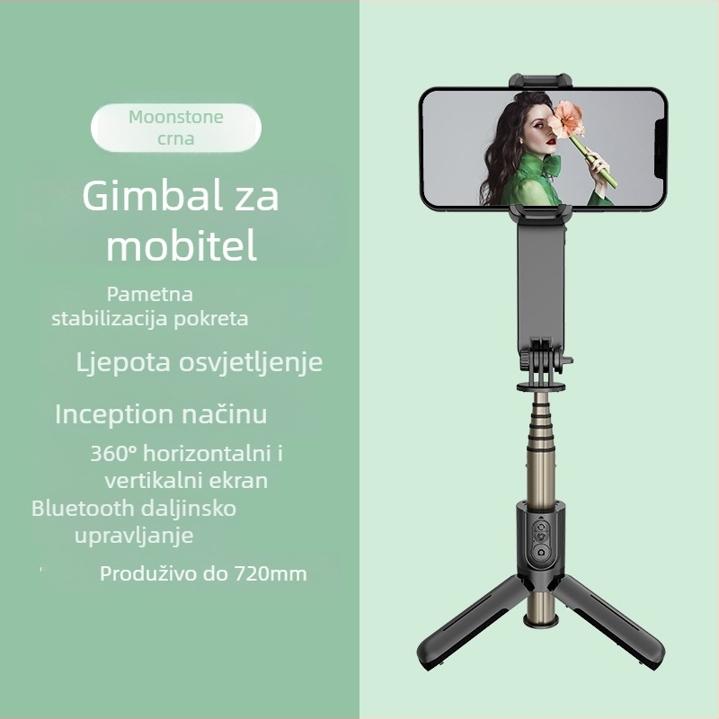 L09 ručni stabilizator s Bluetoothom i selfie štapom, rasvjeta za ljepotu, stabilizacija protiv podrhtavanja, VLOG, mini gimbal s jednom osi