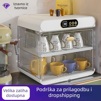 Ormarić za sušenje i sterilizaciju posuđa — kompaktni, sve-u-jednom UV ormarić s poklopcem i odvodnim stalkom; materijal PP+PET, marka Yile, porijeklo Taizhou