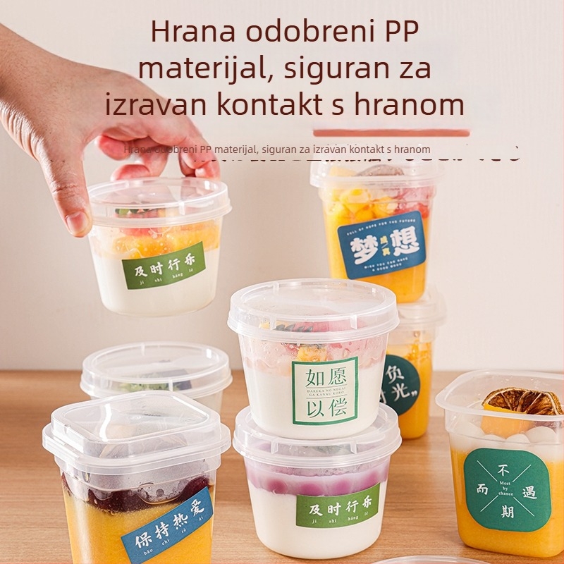 Puding čaša s dvostrukim stijenkama i poklopcem, jednokratna plastična čaša PP, 201-300 ml, marka ZBER