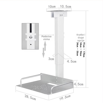 Delisain aluminijski Tray Bracket za montažu projektora i podršku kamere — montaža bez rupa, kompatibilno s Huawei i Sony video stalci