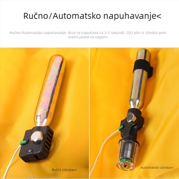 Odrasli napuhujući prsluk s ručnim i automatskim napuhivanjem, s više reflektirajućih traka, nosiv oko vrata, za ribolov i plivanje
