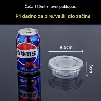 Jednokratna čašica za puding s poklopcem, 150 ml, prozirna PP čašica za deserte, kolače i napitke