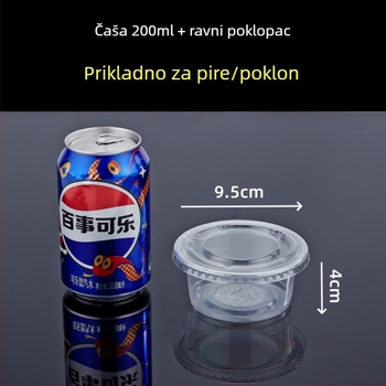 Jednokratna čašica za puding s poklopcem, 150 ml, prozirna PP čašica za deserte, kolače i napitke