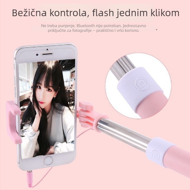 Selfie štap za mobitel, konstrukcija od legure (Materijal: Legura; Daljinsko upravljanje: Ne; Bluetooth: Ne; Stabilizacija: Ne; Rasvjeta: Ne)
