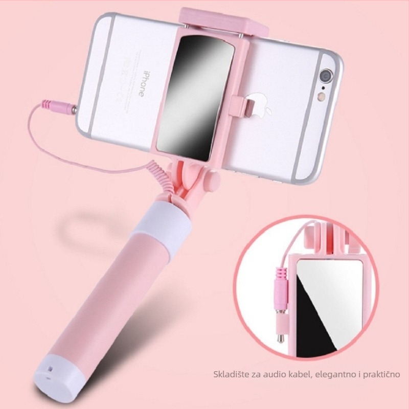 Selfie štap za mobitel, konstrukcija od legure (Materijal: Legura; Daljinsko upravljanje: Ne; Bluetooth: Ne; Stabilizacija: Ne; Rasvjeta: Ne)