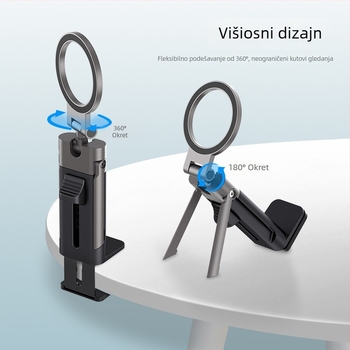 Stojak za stolni telefon s 360° rotacijom, magnetska pričvrsna, otklanjanje podrhtavanja, cinkov legura ABS+PC