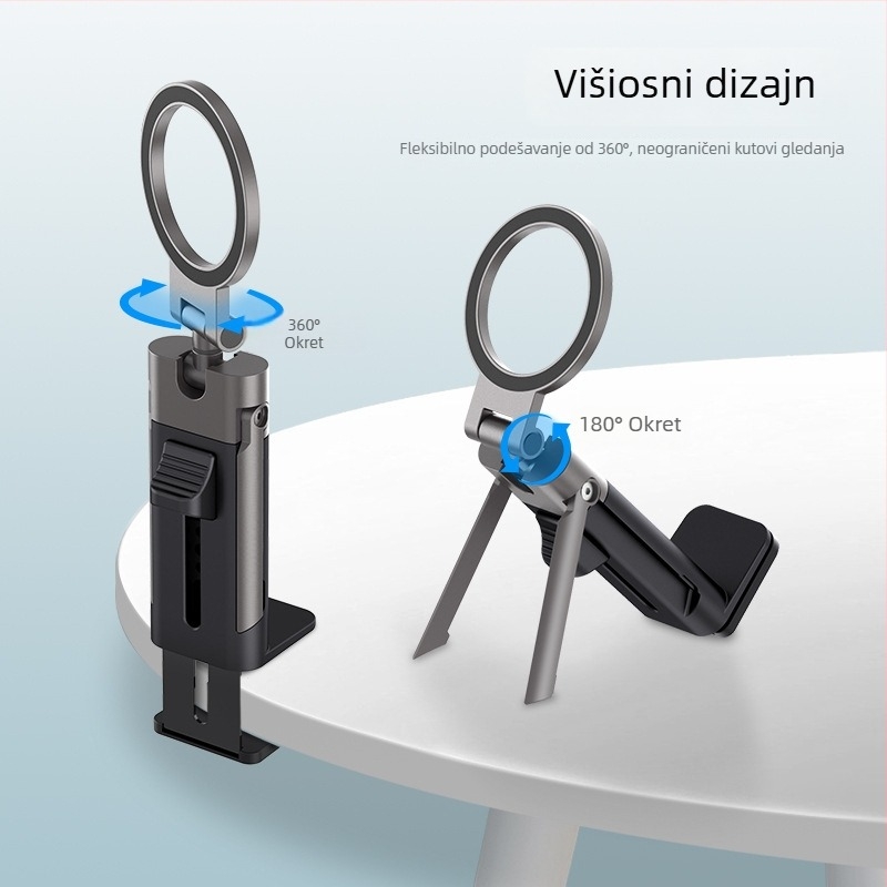 Stojak za stolni telefon s 360° rotacijom, magnetska pričvrsna, otklanjanje podrhtavanja, cinkov legura ABS+PC