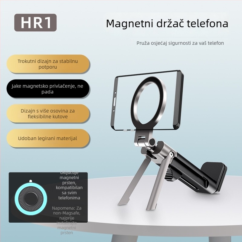 Stojak za stolni telefon s 360° rotacijom, magnetska pričvrsna, otklanjanje podrhtavanja, cinkov legura ABS+PC