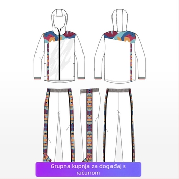 Unisex sportski komplet s digitalnim printom, kapuljača, dugi rukav, 100% poliester, za zimu, proljeće i jesen