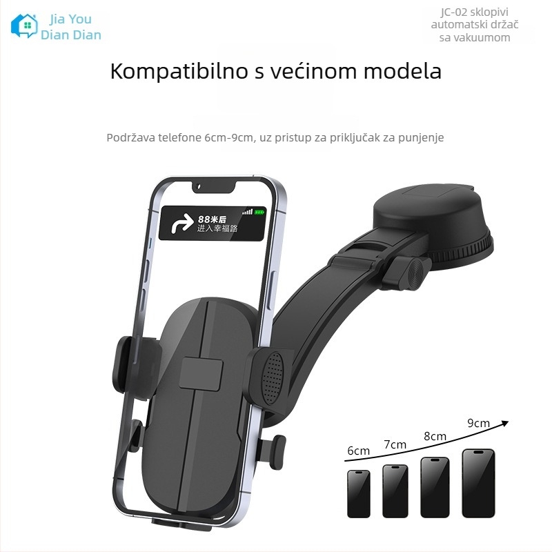 Držač za telefon u automobilu, Univerzalni; plastični; odvojivi teleskopskim usisnim držačem; JC-02