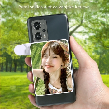 Selfie ogledalo za mobilne telefone s klipom, ABS+staklo, univerzalni dizajn, bez Bluetootha, bez rasvjete