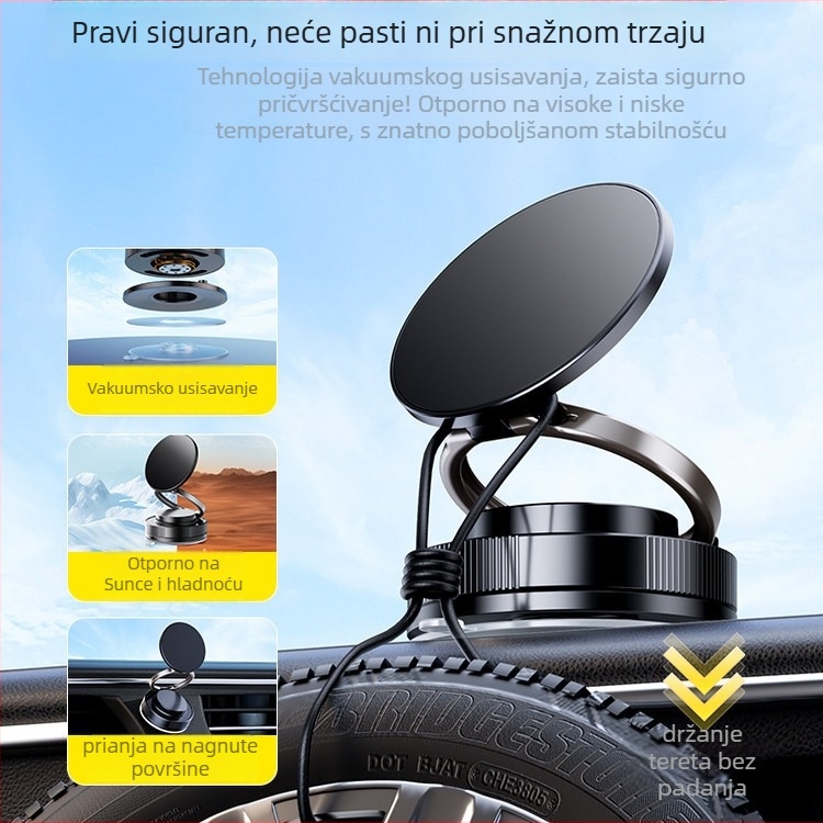 Držač za telefon za auto s rotacijom 360° i vakuum usisavanjem — sklopivi, univerzalni