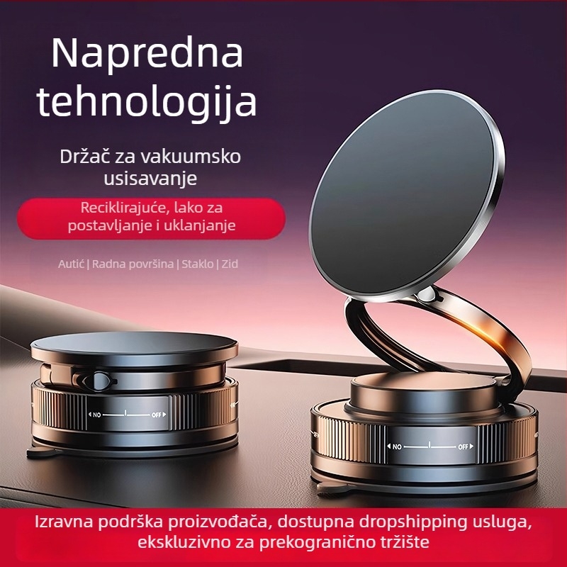 Držač za telefon za auto s rotacijom 360° i vakuum usisavanjem — sklopivi, univerzalni
