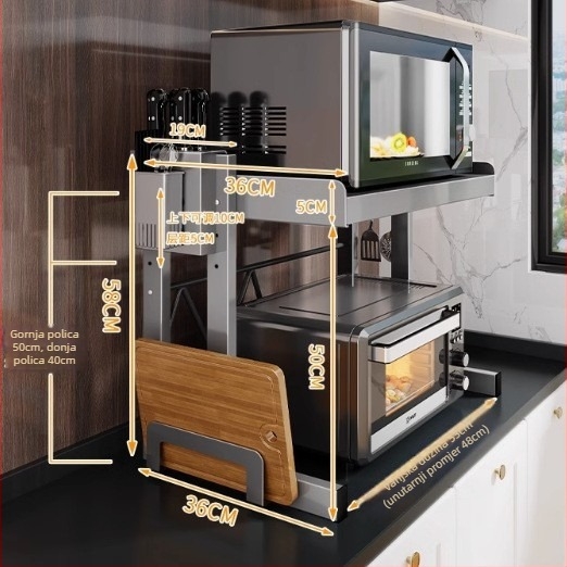 Kuhinjski stalak za ploču – višenamjenski za mikrovalnu pećnicu, lonac za rižu i pećnicu; karbonska čelika; skandinavski stil; bez ugradnje