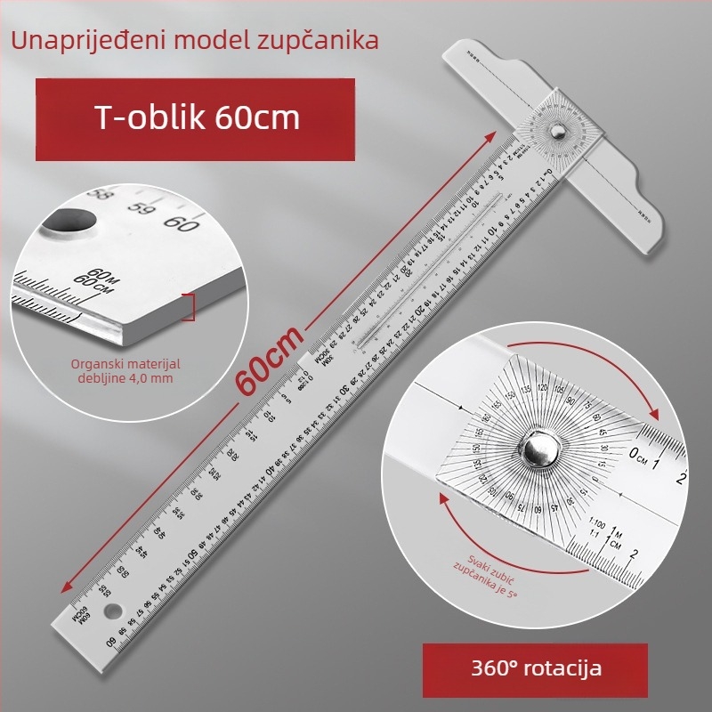 Yi Tong T-oblika mjerne linije za strojarstvo i građevinsko crtanje – crtna mjern linija s T dizajnom; marka Yi Tong; nije uvozena; bez IP autorizacije