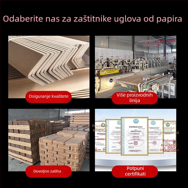 L- i U-oblikovani papirni štitnici kutova za namještaj, kućanske uređaje i okvire