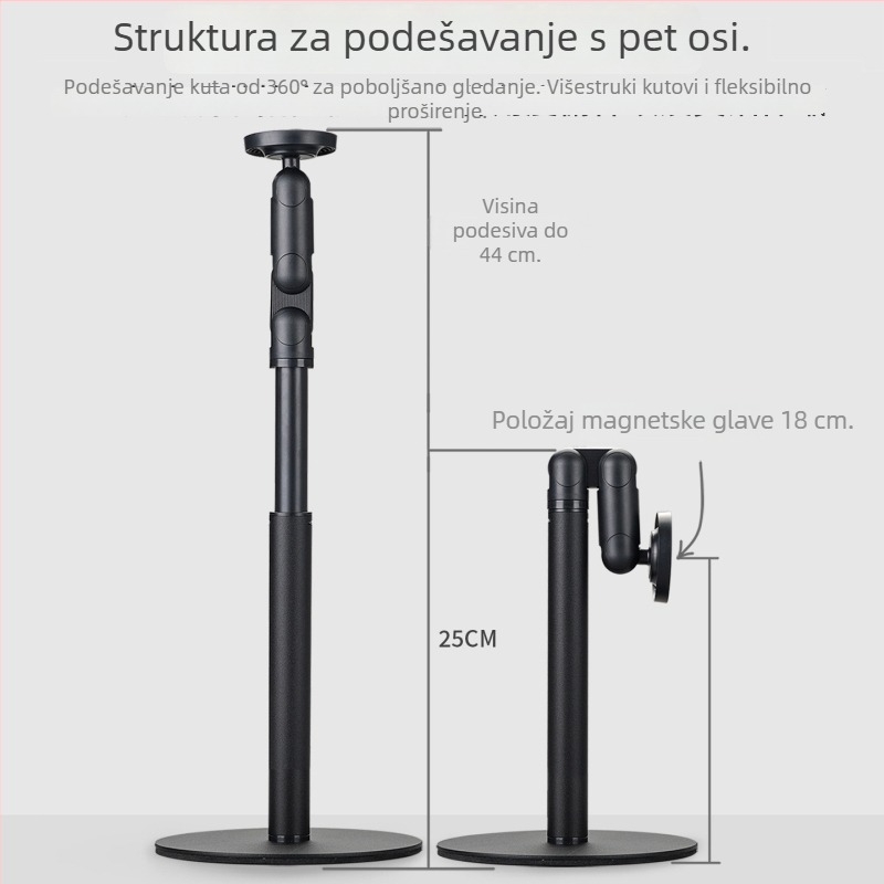 Petosna MagSafe magnetska podrška za telefone i tablete, 6 stupnjeva rotacije, stabilno pričvršivanje na stol, prijenosni podesivi držač