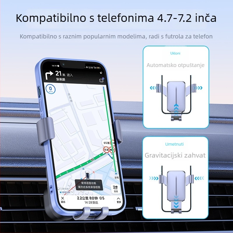 Držač za telefon u automobilu s gravitacijskim nosačem, aluminijska slitina, za otvor za ventilaciju, Jiiker JK-611