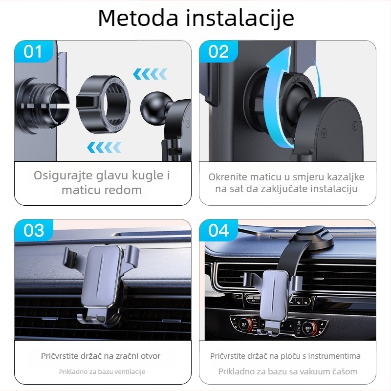 Držač za telefon u automobilu s gravitacijskim nosačem, aluminijska slitina, za otvor za ventilaciju, Jiiker JK-611