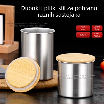 Zatvorena posuda od čelika 304 za zrna kave i čaj, otpornost na vlagu, okruglog oblika, kapacitet 301–500 ml