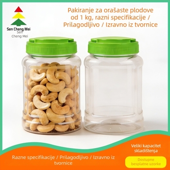 Kešu posuda za pakiranje – plastična PET posuda, zapremina 1 L, s poklopcem