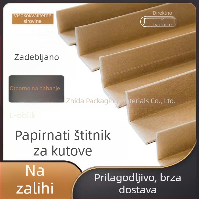 L-oblik papirni zaštitnik kutova za pločice, kraft papir, veličine 1000×30×30×3