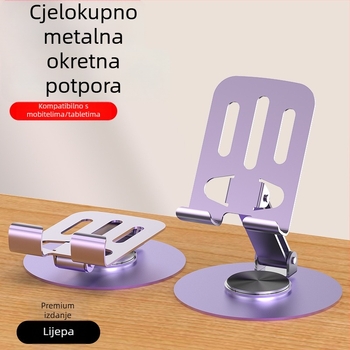 Stolni držač za telefone i tablete, univerzalni, od karbonskog čelika, 360° rotacija, sklopiv