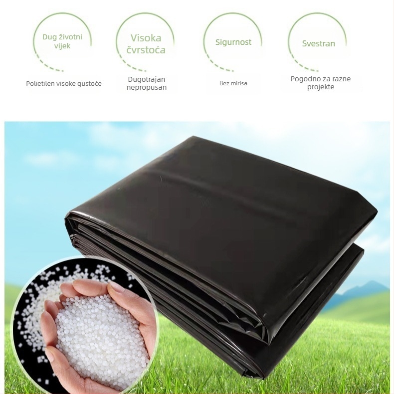 Sklopiva HDPE folija za ribnjak, crna, 0,5 mm, membrana protiv propuštanja za uzgoj riba, novi materijal