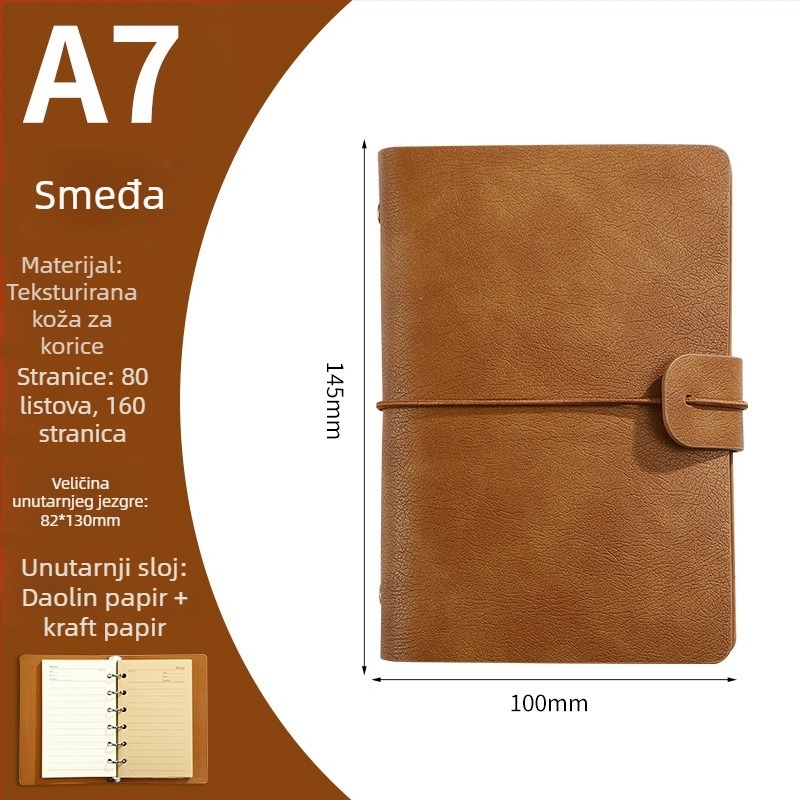 Bilježnica s odvojivim listovima i kožnim koricama, Dowling papir, 80 stranica, 100 gsm, uredski stil