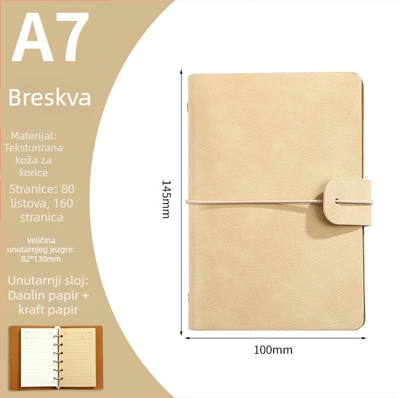 Bilježnica s odvojivim listovima i kožnim koricama, Dowling papir, 80 stranica, 100 gsm, uredski stil