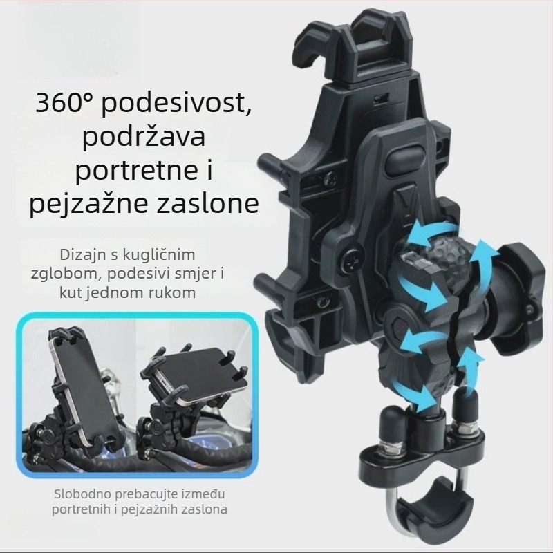 Držač za telefon za motocikle/električna vozila, bežično punjenje, navigacija s apsorpcijom udaraca, cyberpunk stil