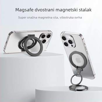 Mxihy/Mingxi stolni magnetski držač za telefon s dvostrukim magnetskim prstenom, sklopivi — metalni, univerzalni