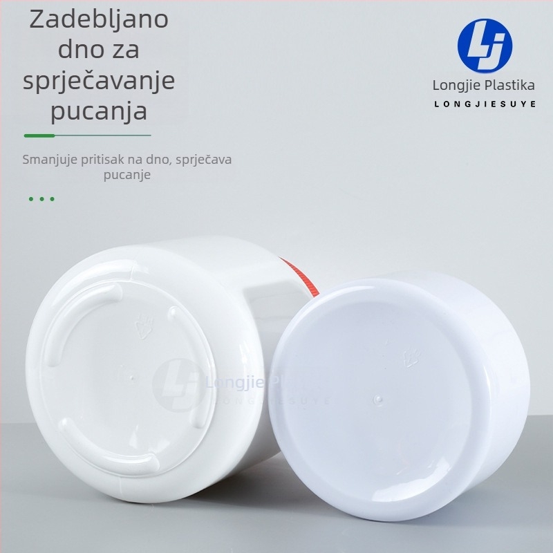 Plastična posuda s širokim otvorom za prah mlijeka za kućne ljubimce i protein prah, kapacitet 500 ml ili 1000 ml, s poklopcem.