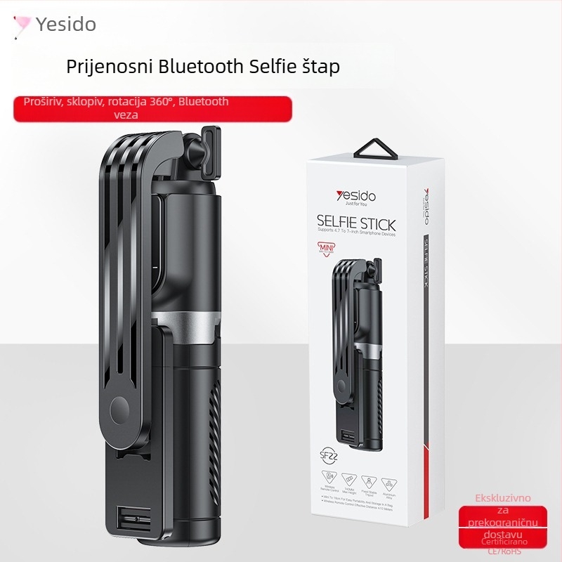 Yesido Selfie štap tripod od nehrđajućeg čelika s Bluetooth daljinskim upravljačem