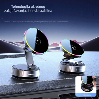 K5 magnetski držač za mobitel u automobilu s vakuumom, bežično punjenje 15W, snažan magnet N52, model 6822, rotacija 360°