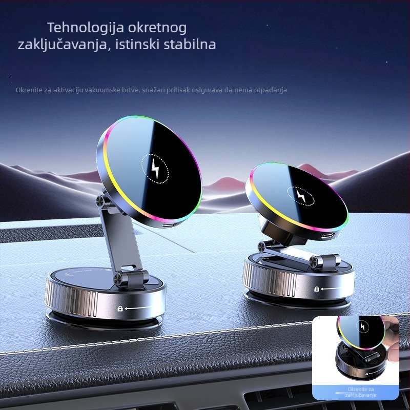 K5 magnetski držač za mobitel u automobilu s vakuumom, bežično punjenje 15W, snažan magnet N52, model 6822, rotacija 360°