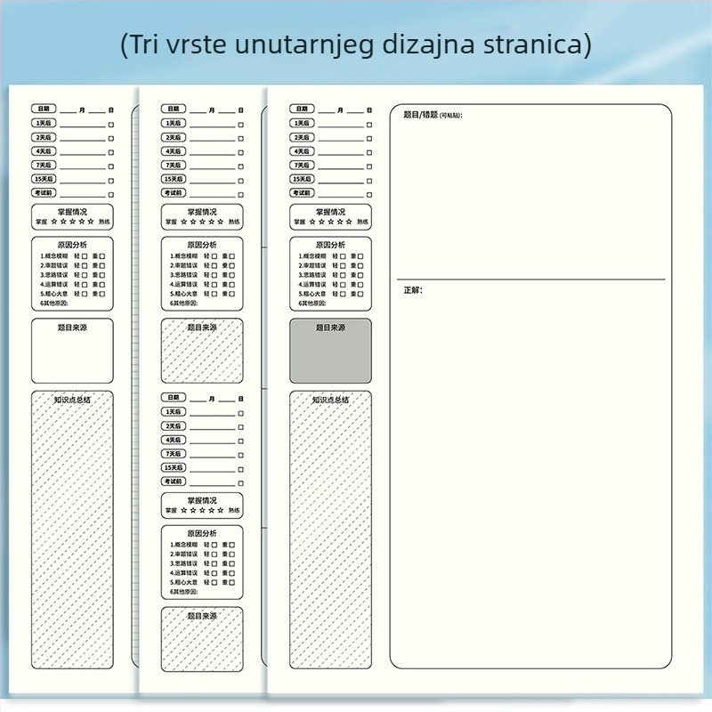 Mingmo Yipin Bilježnica za ispravljanje grešaka — bežično uvezivanje, korica od papira, papir 80 g/m², kreativni stil