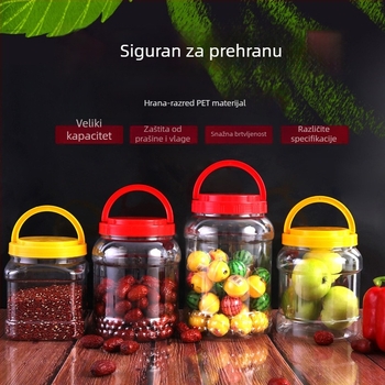 Kvadratni PET spremnik za med s ručkom, čvrst plastični kućište, zatvorena ambalaža