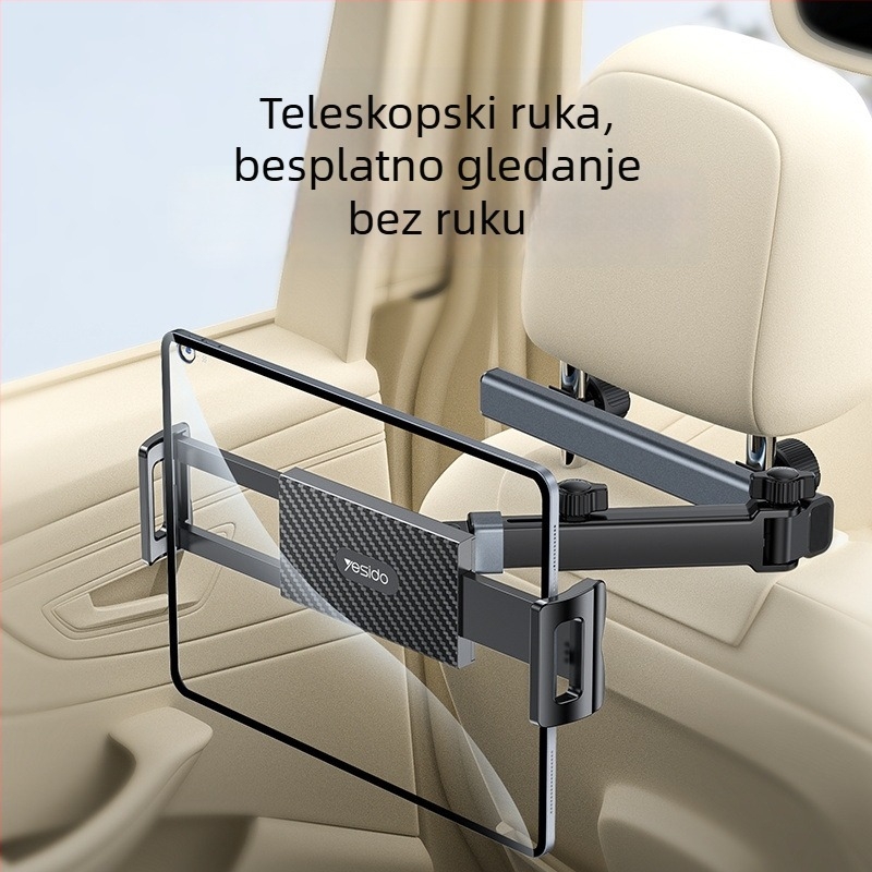 yesido Držač za telefon na stražnjem naslonjaču automobila s teleskopskim ramenom – universalni clip-on nosač za tablet i telefon