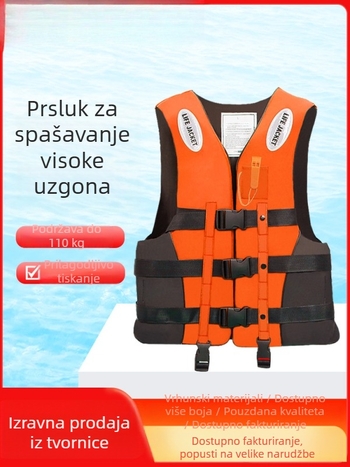 Vesta za spašavanje za odrasle s visokom plutnošću, prijenosna za ribolov s kamenitih obala i raftanje; dječja plutaća vesta