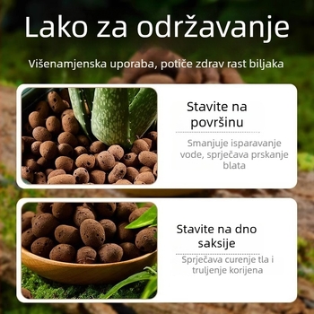 Hranjiva zemlja za sukulente s ekspandiranom glinenom podlogom; pogodna za posude, sadnju biljaka, akvarije i hidroponiku; vulkanski kamen za prozračnu drenažu