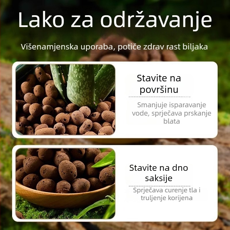 Hranjiva zemlja za sukulente s ekspandiranom glinenom podlogom; pogodna za posude, sadnju biljaka, akvarije i hidroponiku; vulkanski kamen za prozračnu drenažu