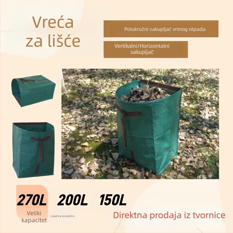 Polukružna vreća za lišće s lopaticom – velika kapaciteta, horizontalno/vertikalno korištenje, vrtni kolektor, prijenosni