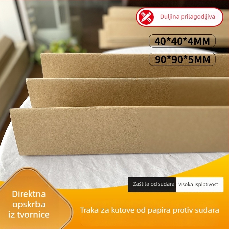 L-oblik zaštitnik kutova od kraft papira, ojačan za pakiranje namještaja