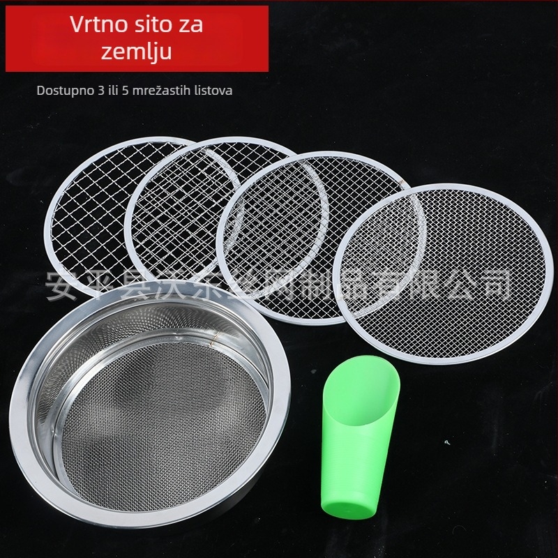 Zamjenjivo vrtno sito s otvorima 1/3/6/9/12 mm za posude, kompost, pijesak i stijene