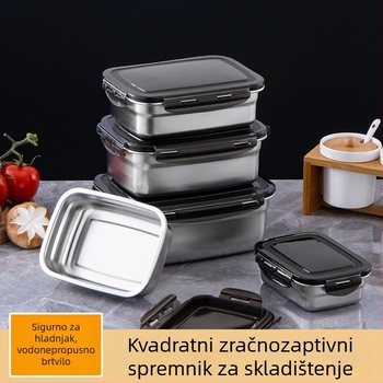 Posuda za ručak od nehrđajućeg čelika, izolirana, pravokutnog oblika, zatvorena poklopcem, prehrambena kvaliteta