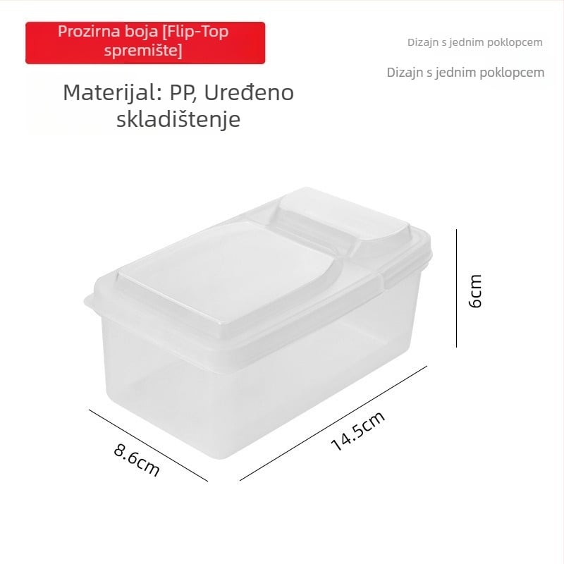 Kutija za začine s dvostrukim preklopnim poklopom, plastična kvadratna kuhinjska organizator, zapremina 501–800 ml